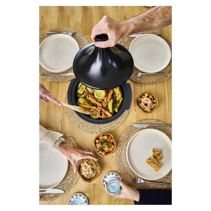 Тажин антипригарный для индукции Peugeot Atlas Black Д33хН23 см, кованый алюминий, крышка керамика,