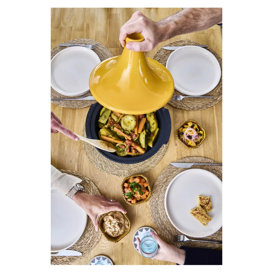 Тажин антипригарный для индукции Peugeot Atlas Yellow Д33хН23 см, кованый алюминий, крышка керамика,