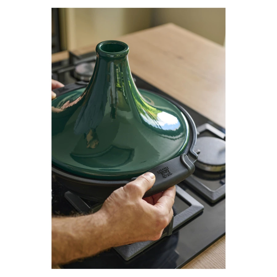 Тажин антипригарный для индукции Peugeot Atlas Green Д33хН23 см, кованый алюминий, крышка керамика,