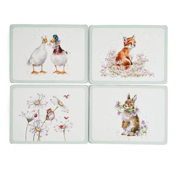 Набор плейсматов Pimpernel Забавная фауна. Дикие цветы Совы 30,5х23х0,58 см, 4 шт, пробка