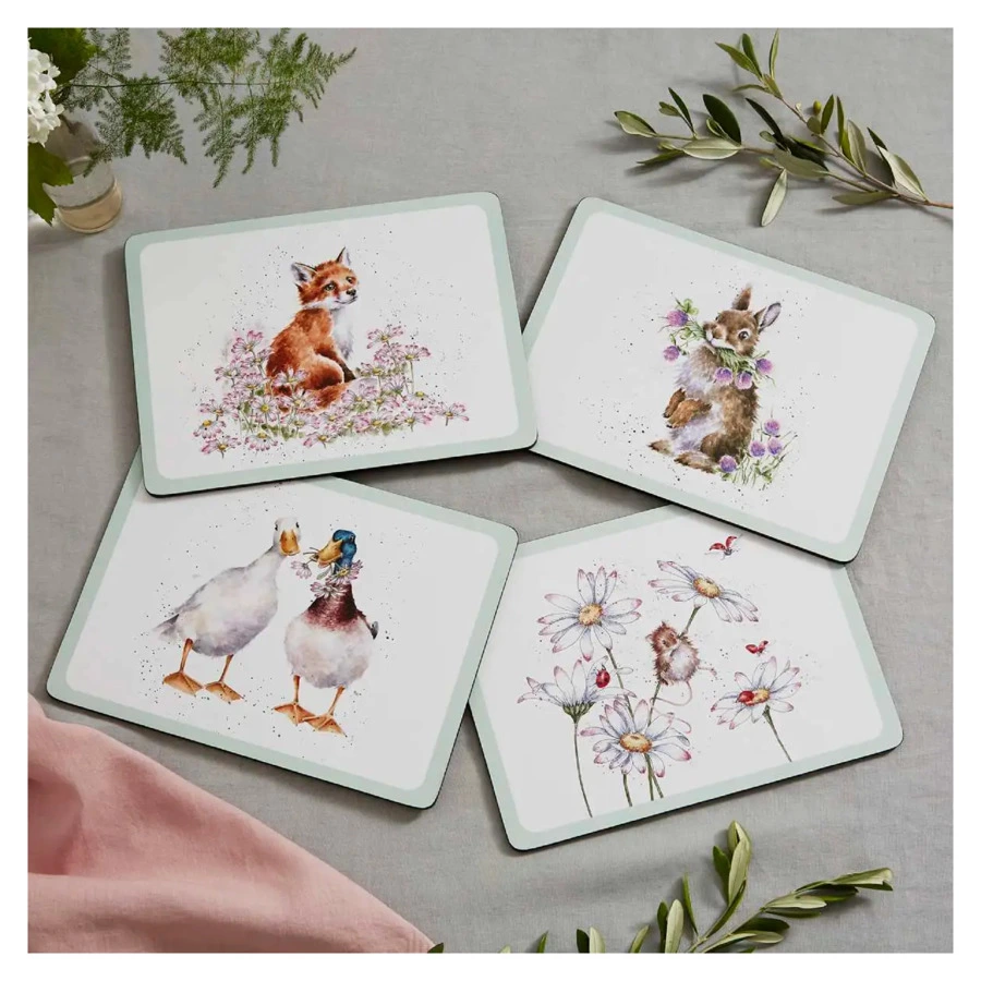 Набор плейсматов Pimpernel Забавная фауна. Дикие цветы Совы 30,5х23х0,58 см, 4 шт, пробка