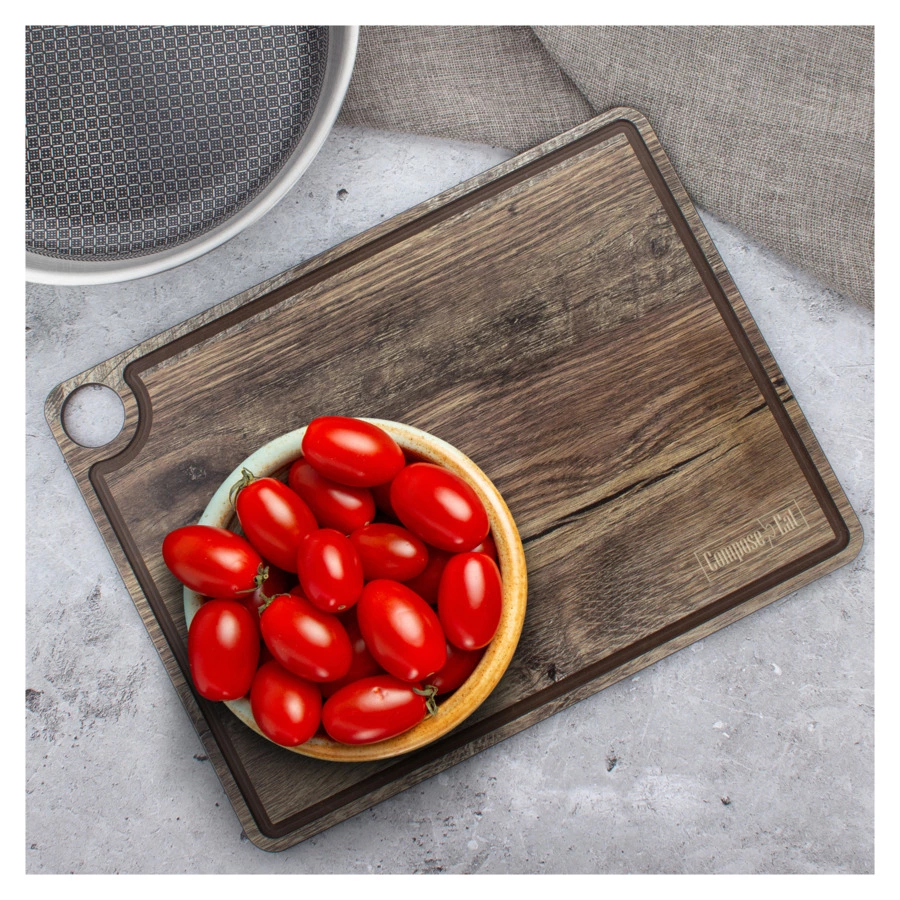 Доска разделочная с желобом ComposeEat ProFashion 32х24 см, композит,  дуб мореный