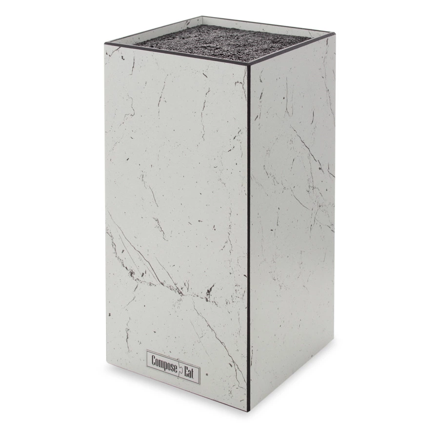 Подставка для ножей ComposeEat Elegance 11х11х24 см, композит, мрамор Бьянко