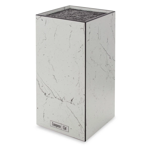 Подставка для ножей ComposeEat Elegance 11х11х24 см, композит, мрамор Бьянко