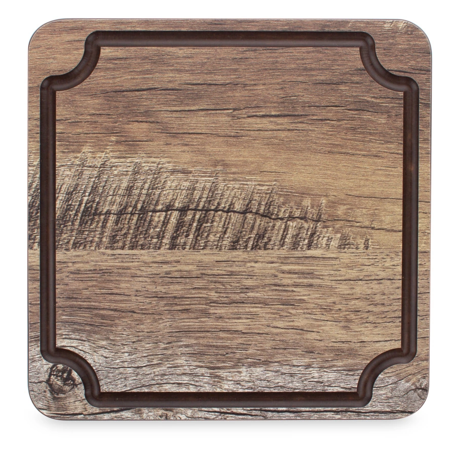 Доска для сервировки и нарезки с желобом ComposeEat Surface 18х18 см, композит, дуб мореный