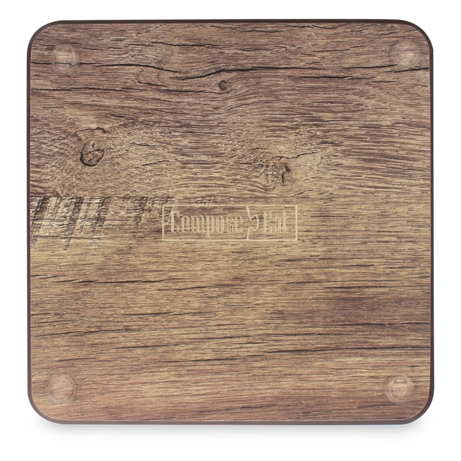Доска для сервировки и нарезки с желобом ComposeEat Surface 18х18 см, композит, дуб мореный