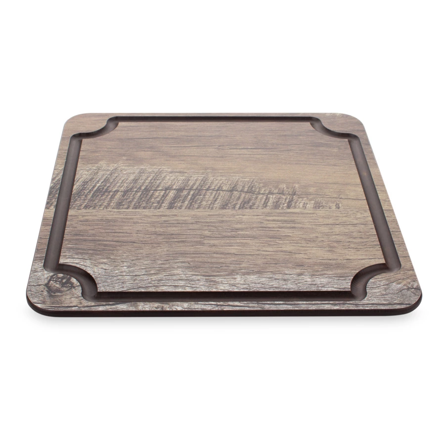 Доска для сервировки и нарезки с желобом ComposeEat Surface 18х18 см, композит, дуб мореный