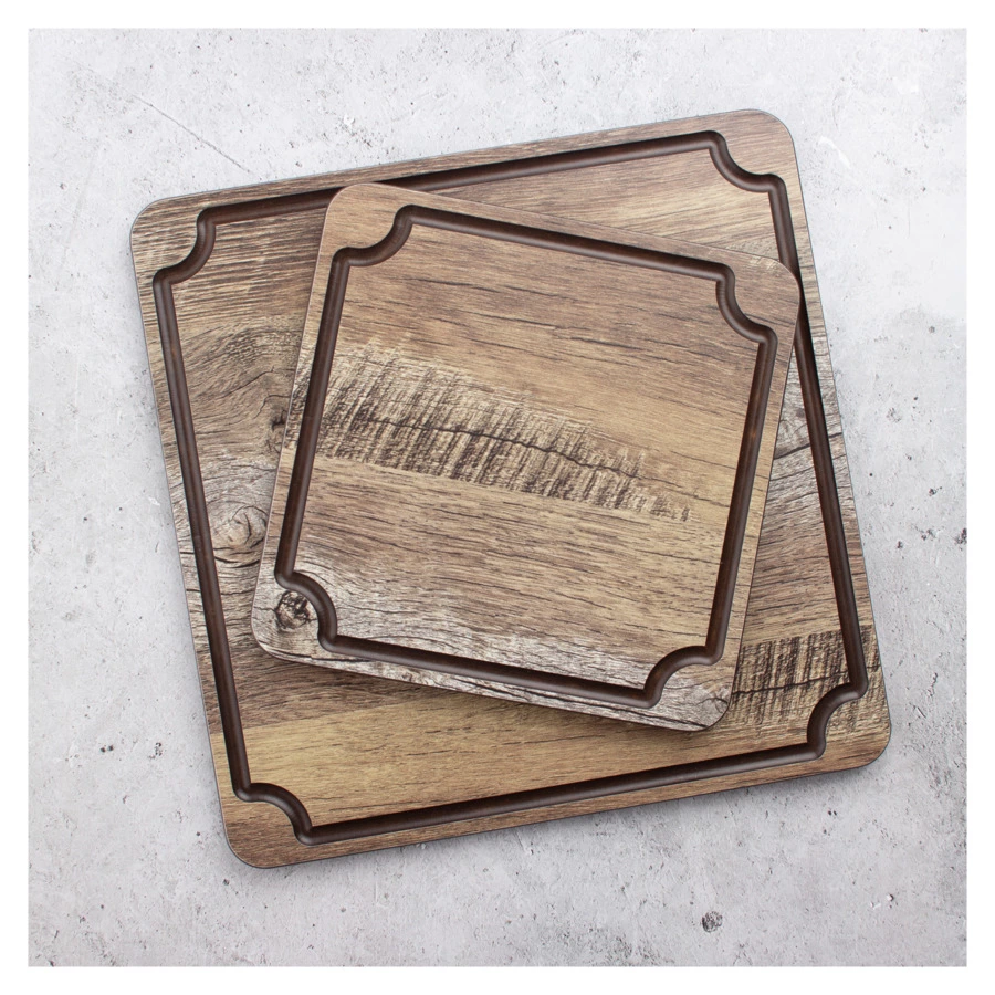 Доска для сервировки и нарезки с желобом ComposeEat Surface 24х24 см, композит, дуб мореный