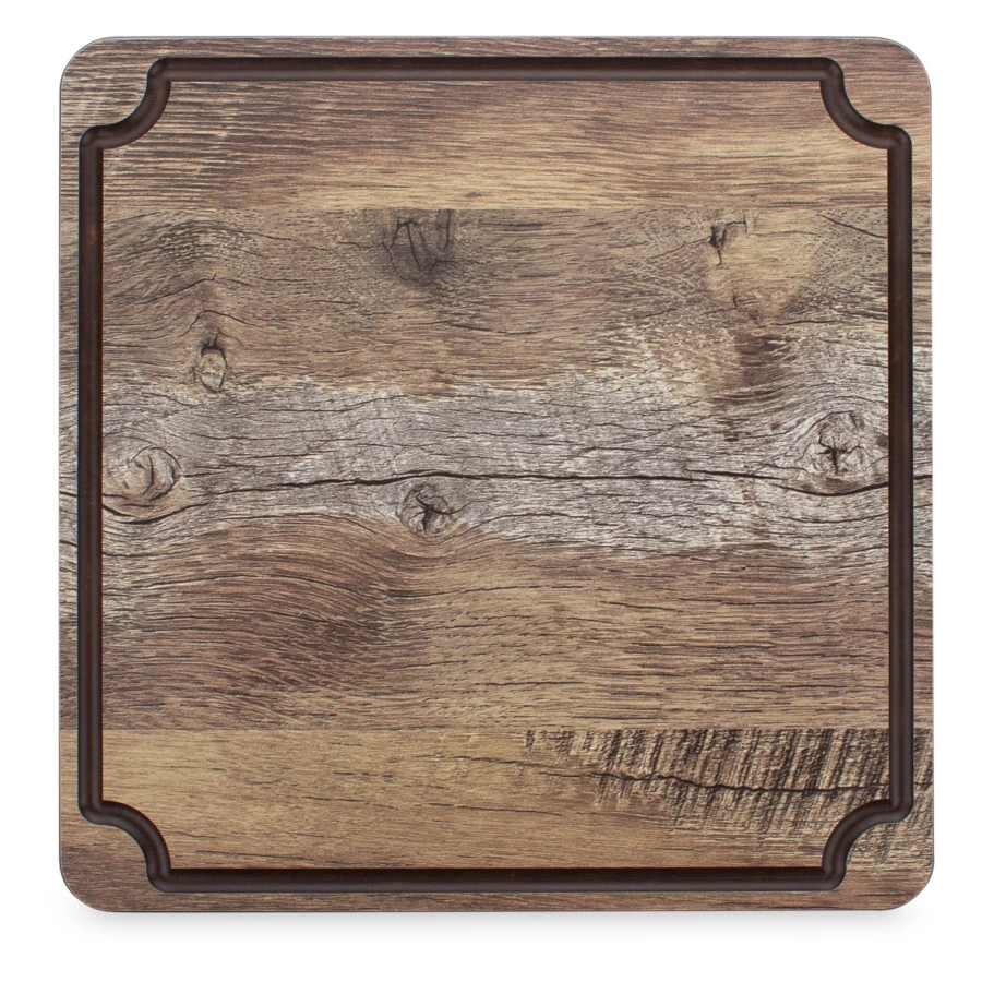 Доска для сервировки и нарезки с желобом ComposeEat Surface 24х24 см, композит, дуб мореный