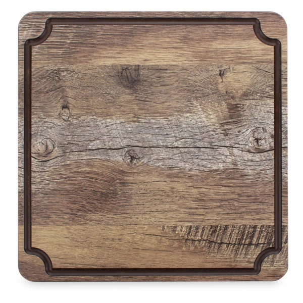 Доска для сервировки и нарезки с желобом ComposeEat Surface 24х24 см, композит, дуб мореный