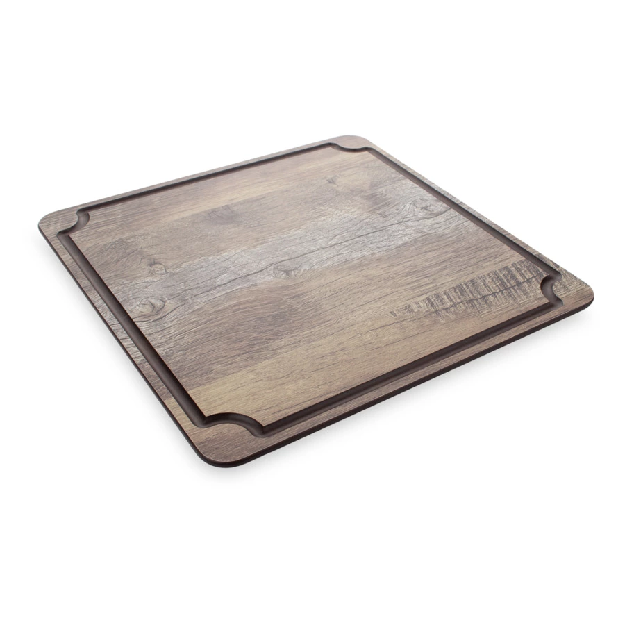 Доска для сервировки и нарезки с желобом ComposeEat Surface 24х24 см, композит, дуб мореный