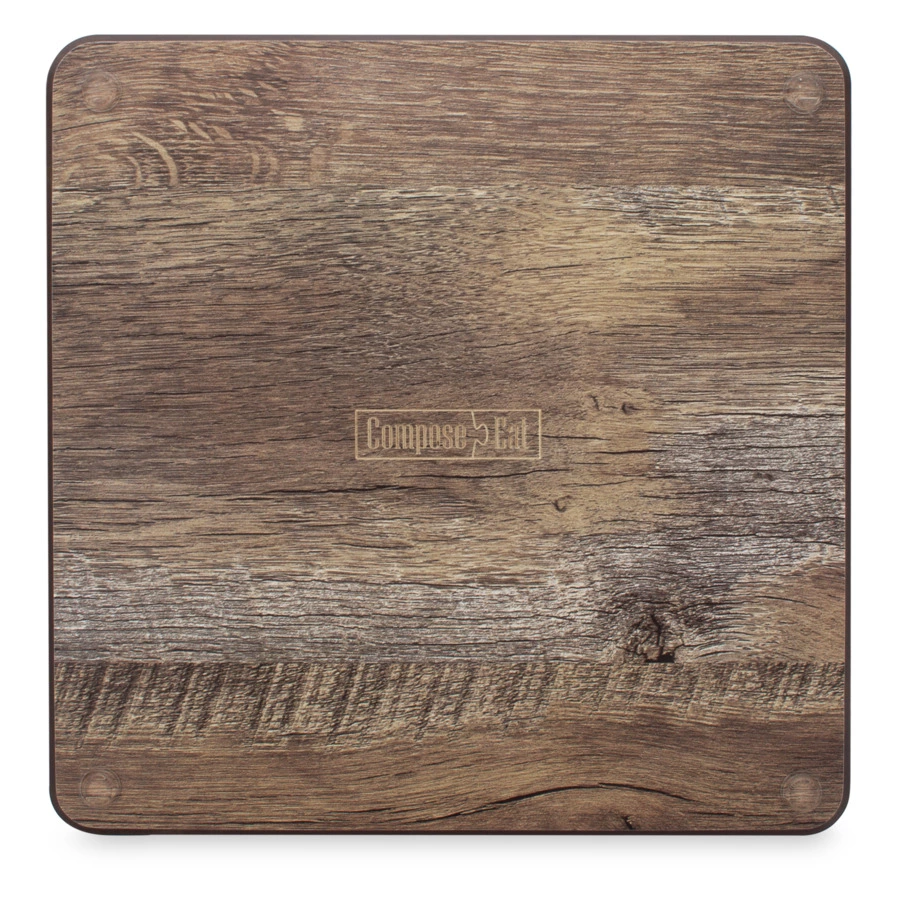 Доска для сервировки и нарезки с желобом ComposeEat Surface 24х24 см, композит, дуб мореный