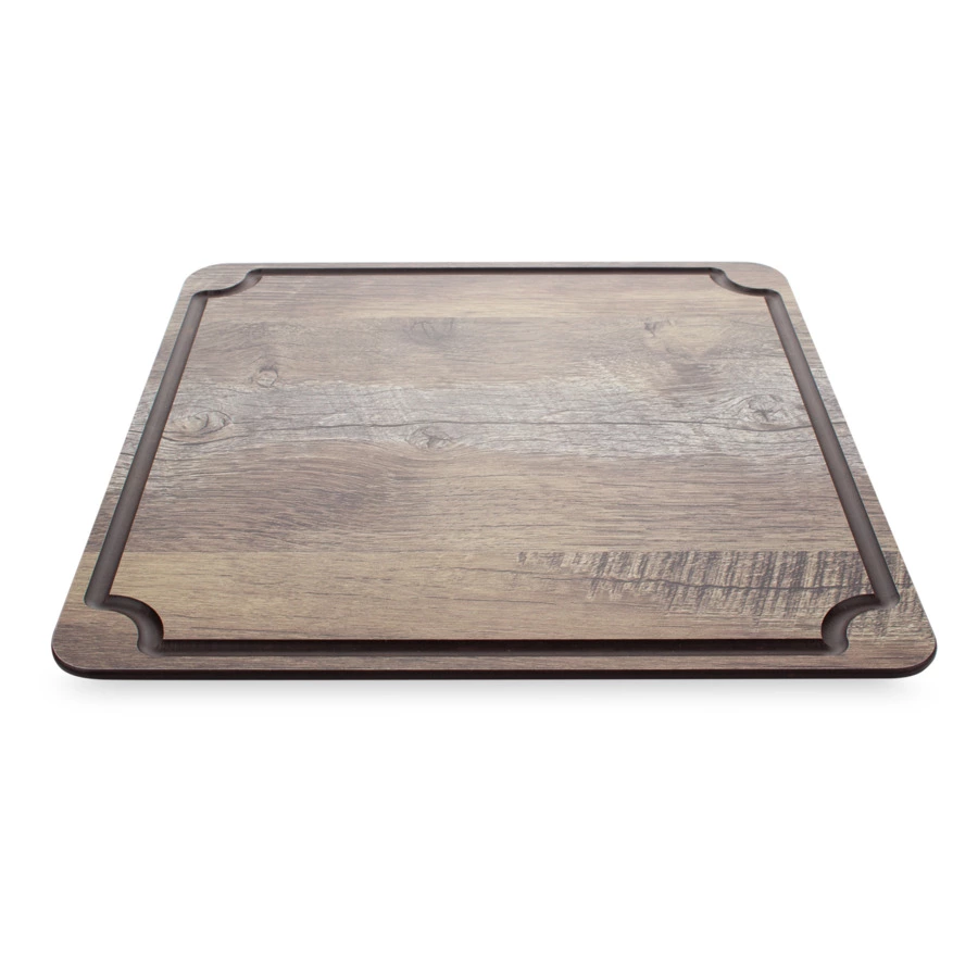 Доска для сервировки и нарезки с желобом ComposeEat Surface 24х24 см, композит, дуб мореный