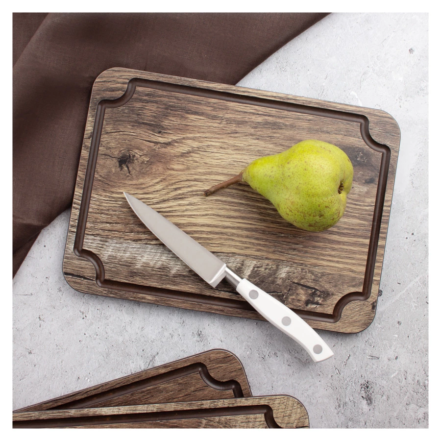 Доска для сервировки и нарезки с желобом ComposeEat Surface 24х18 см, композит, дуб мореный