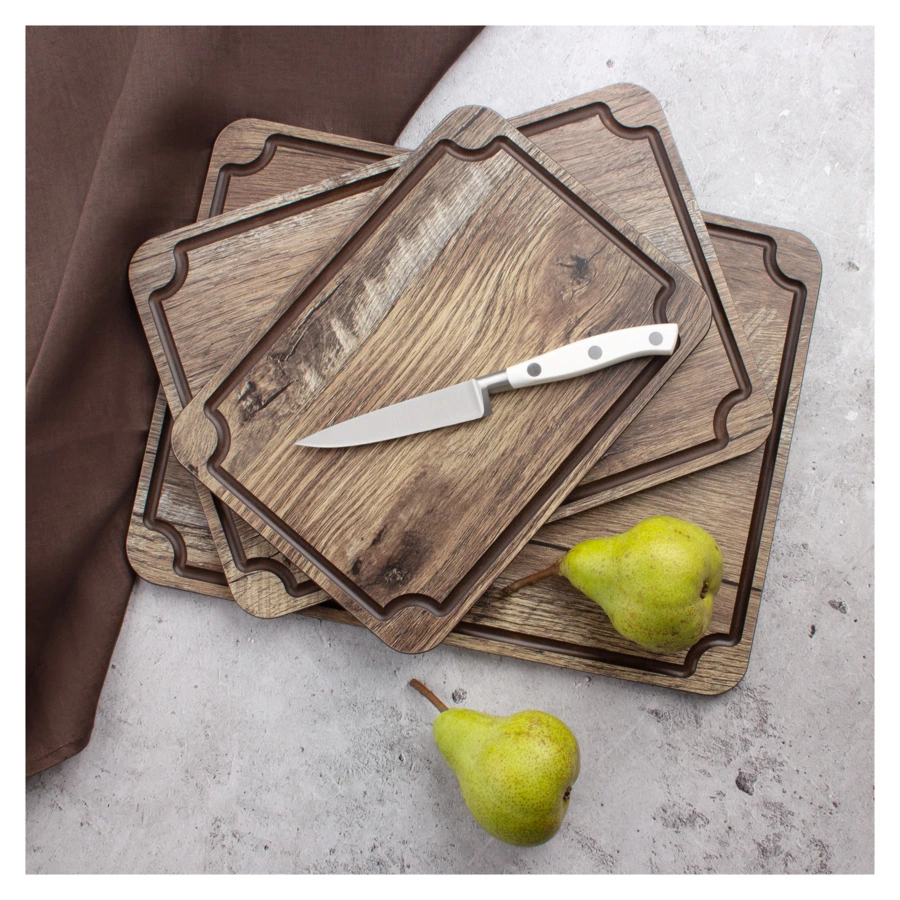 Доска для сервировки и нарезки с желобом ComposeEat Surface 24х18 см, композит, дуб мореный