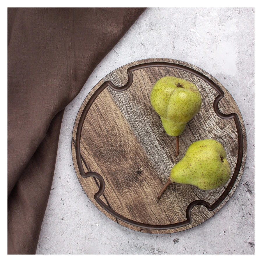 Доска для сервировки и нарезки с желобом ComposeEat Surface D25 см, композит, дуб мореный