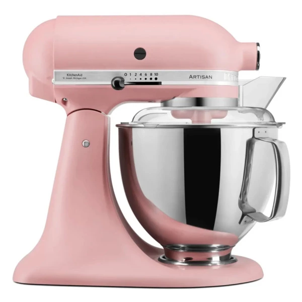 Миксер планетарный KitchenAid Artisan 4.8 л, 4 насадки, экран, 2 чаши, 5KSM175PSEDR, сухая роза
