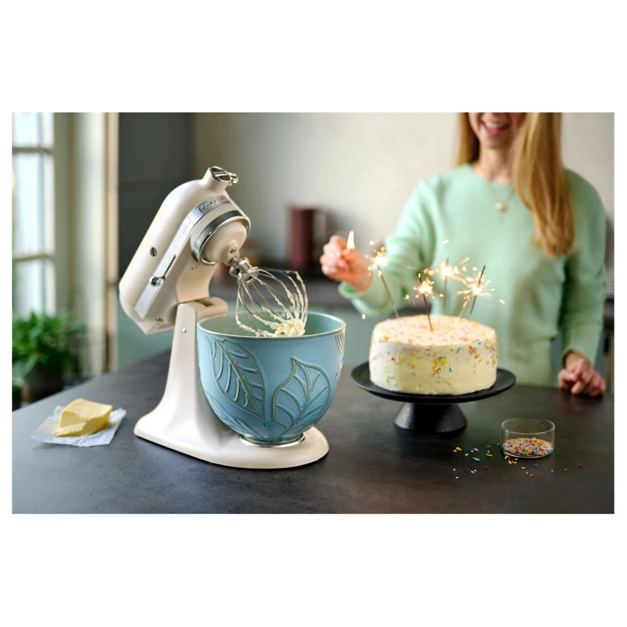 Миксер планетарный KitchenAid Artisan 4.8 л, 3 насадки, экран, чаша 3 л, 5KSM185PSEAC, кремовый