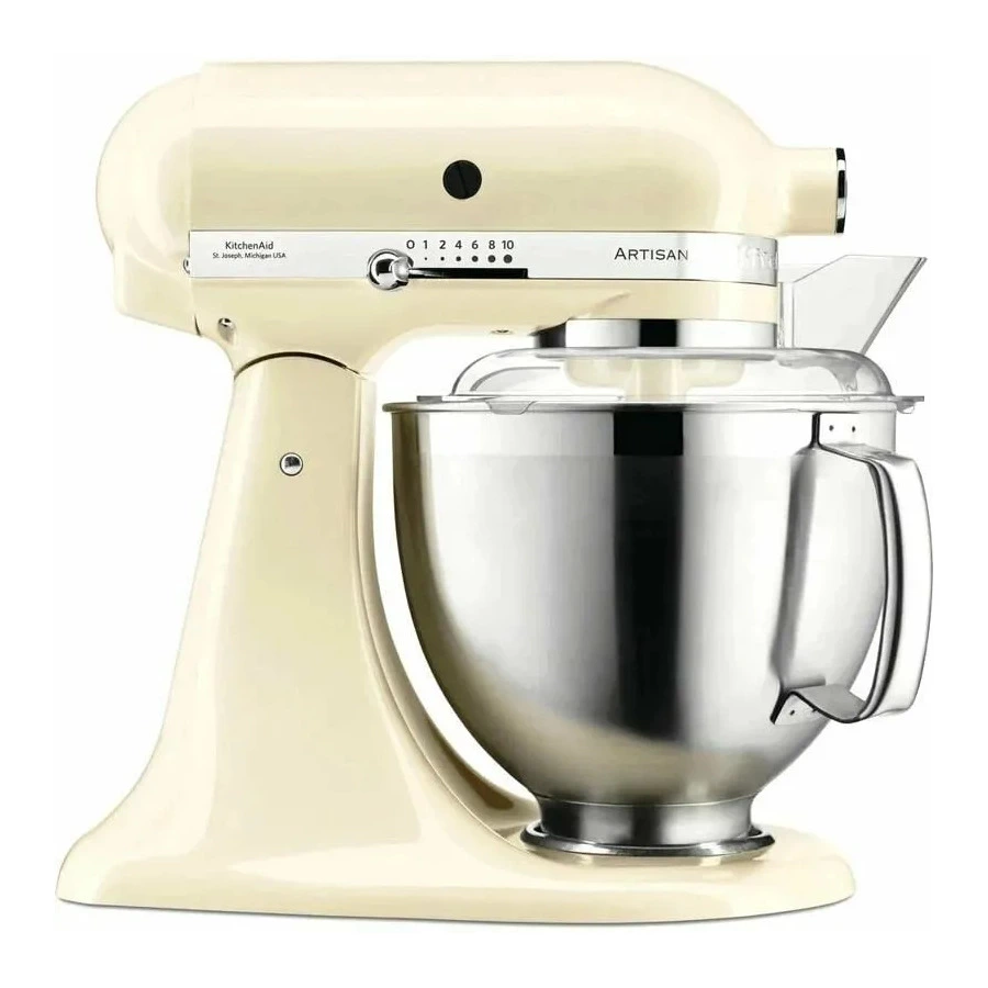 Миксер планетарный KitchenAid Artisan 4.8 л, 3 насадки, экран, чаша 3 л, 5KSM185PSEAC, кремовый