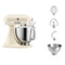 Миксер планетарный KitchenAid Artisan 4.8 л, 3 насадки, экран, чаша 3 л, 5KSM185PSEAC, кремовый