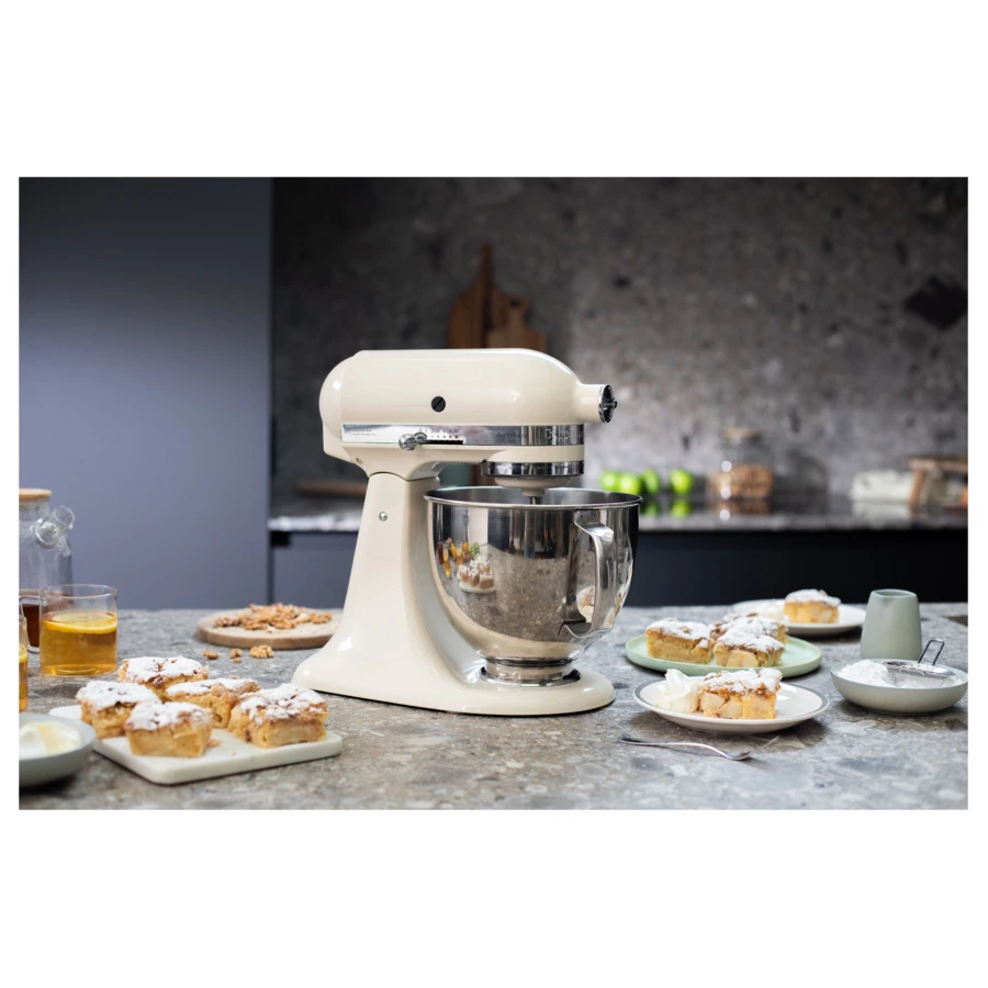 Миксер планетарный KitchenAid Artisan 4.8 л, 3 насадки, экран, чаша 3 л, 5KSM185PSEAC, кремовый