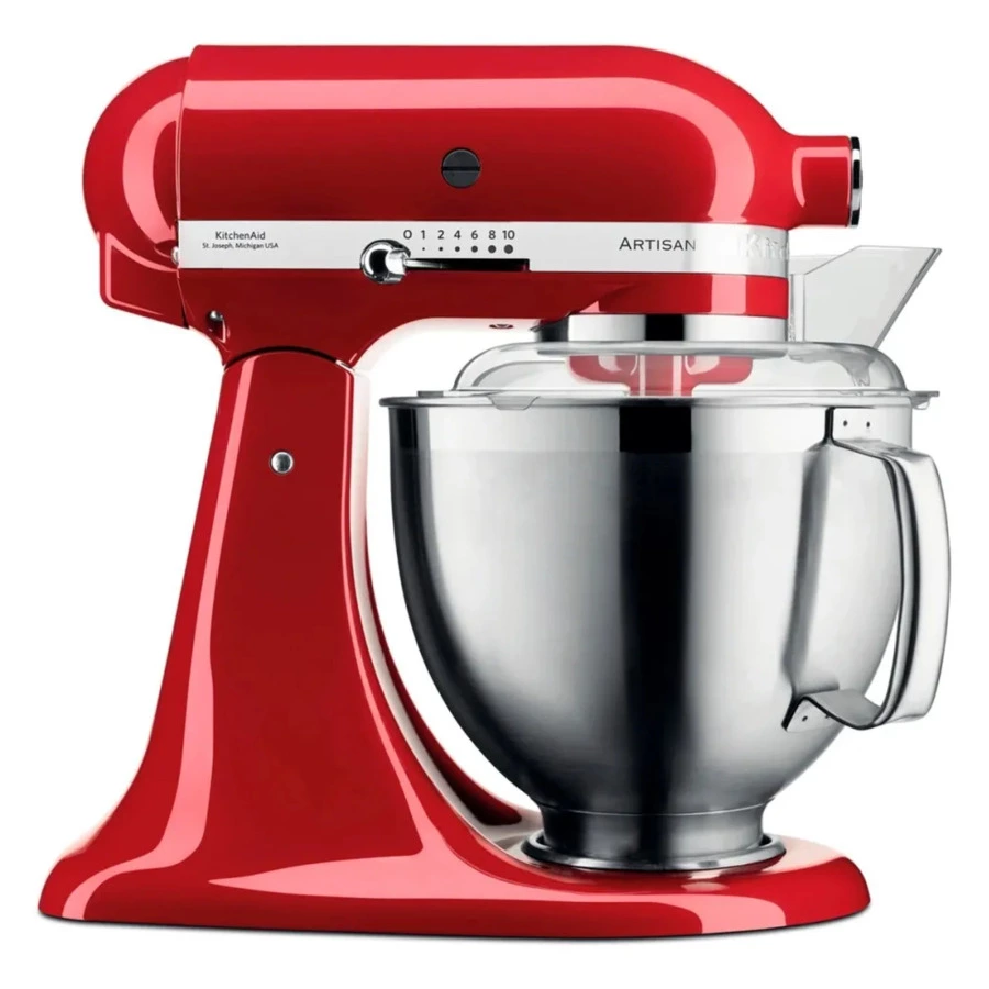 Миксер планетарный KitchenAid Artisan 4.8 л, 3 насадки, экран, чаша 3 л, 5KSM185PSEER, красный