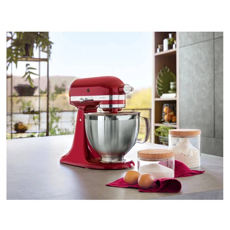 Миксер планетарный KitchenAid Artisan 4.8 л, 3 насадки, экран, чаша 3 л, 5KSM185PSEER, красный