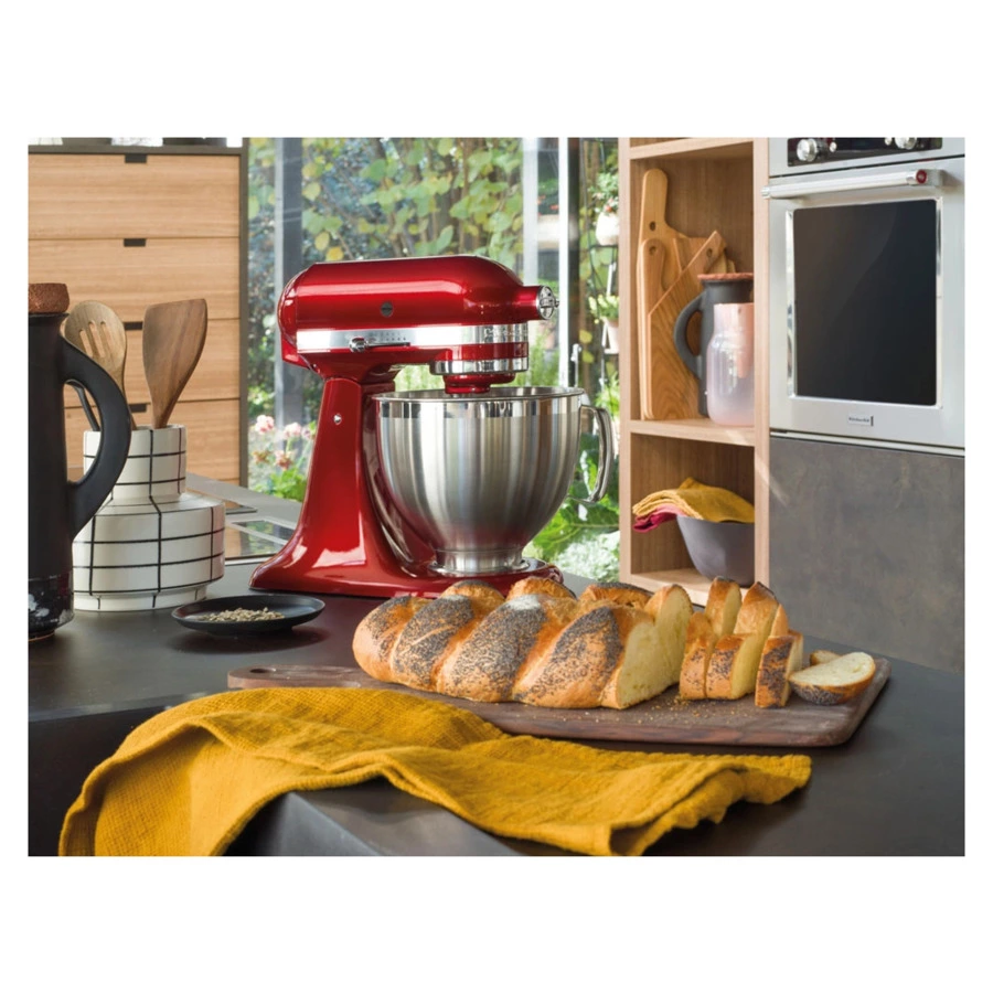 Миксер планетарный KitchenAid Artisan 4.8 л, 3 насадки, экран, чаша 3 л, 5KSM185PSEER, красный