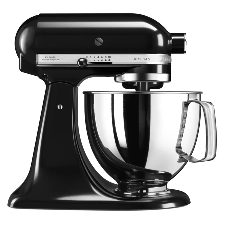 Миксер планетарный KitchenAid Artisan 4.8 л, 3 насадки, экран, чаша 3 л, 5KSM185PSEOB, черный
