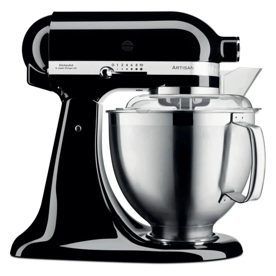 Миксер планетарный KitchenAid Artisan 4.8 л, 3 насадки, экран, чаша 3 л, 5KSM185PSEOB, черный