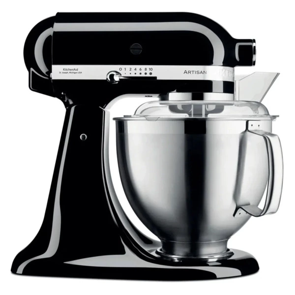 Миксер планетарный KitchenAid Artisan 4.8 л, 3 насадки, экран, чаша 3 л, 5KSM185PSEOB, черный