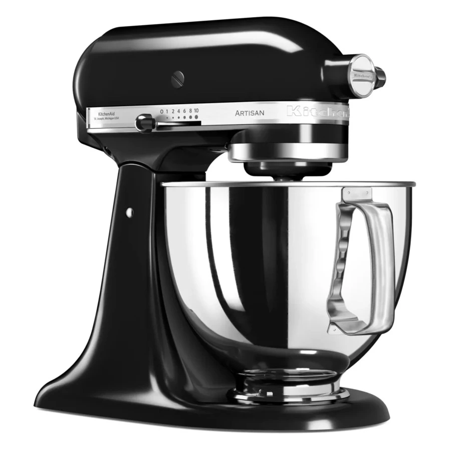 Миксер планетарный KitchenAid Artisan 4.8 л, 3 насадки, экран, чаша 3 л, 5KSM185PSEOB, черный