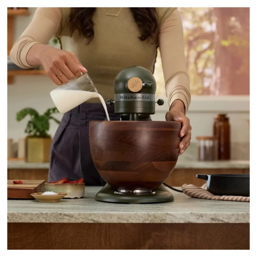 Миксер планетарный KitchenAid Artisan LE Evergreen 4.7 л, чаша из ореха, 5KSM180WSEEG, темно-зеленый