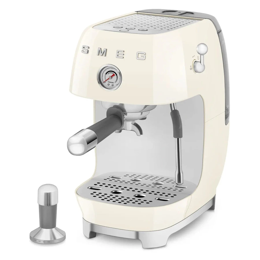 Кофемашина-эспрессо рожковая SMEG ECF03CREU, литой алюминий, кремовая