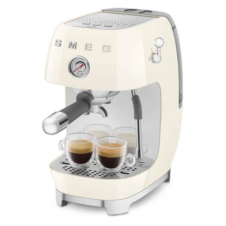 Кофемашина-эспрессо рожковая SMEG ECF03CREU, литой алюминий, кремовая