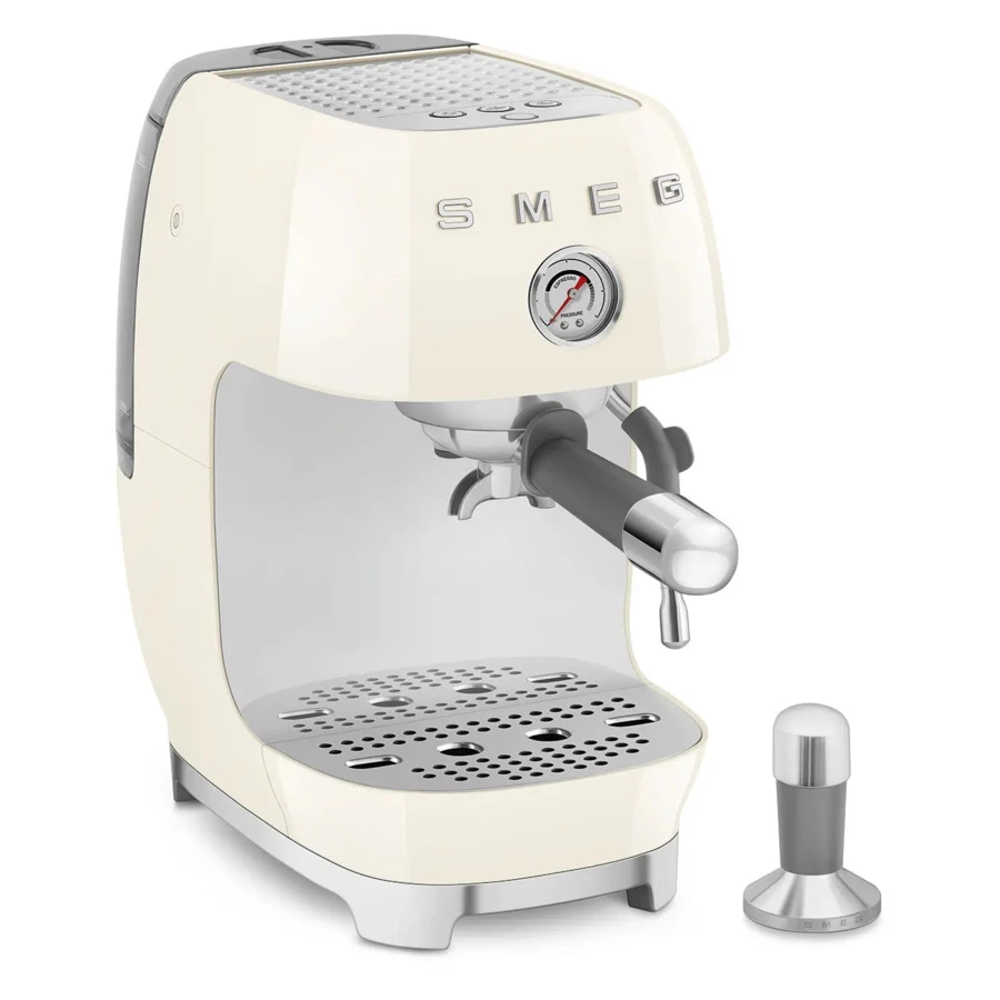 Кофемашина-эспрессо рожковая SMEG ECF03CREU, литой алюминий, кремовая