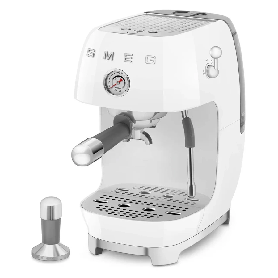 Кофемашина-эспрессо рожковая SMEG ECF03WHEU, литой алюминий, белая