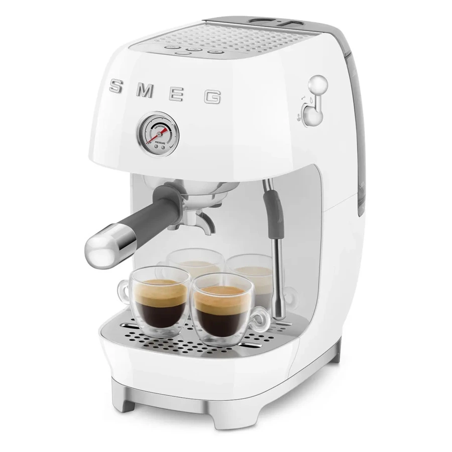Кофемашина-эспрессо рожковая SMEG ECF03WHEU, литой алюминий, белая