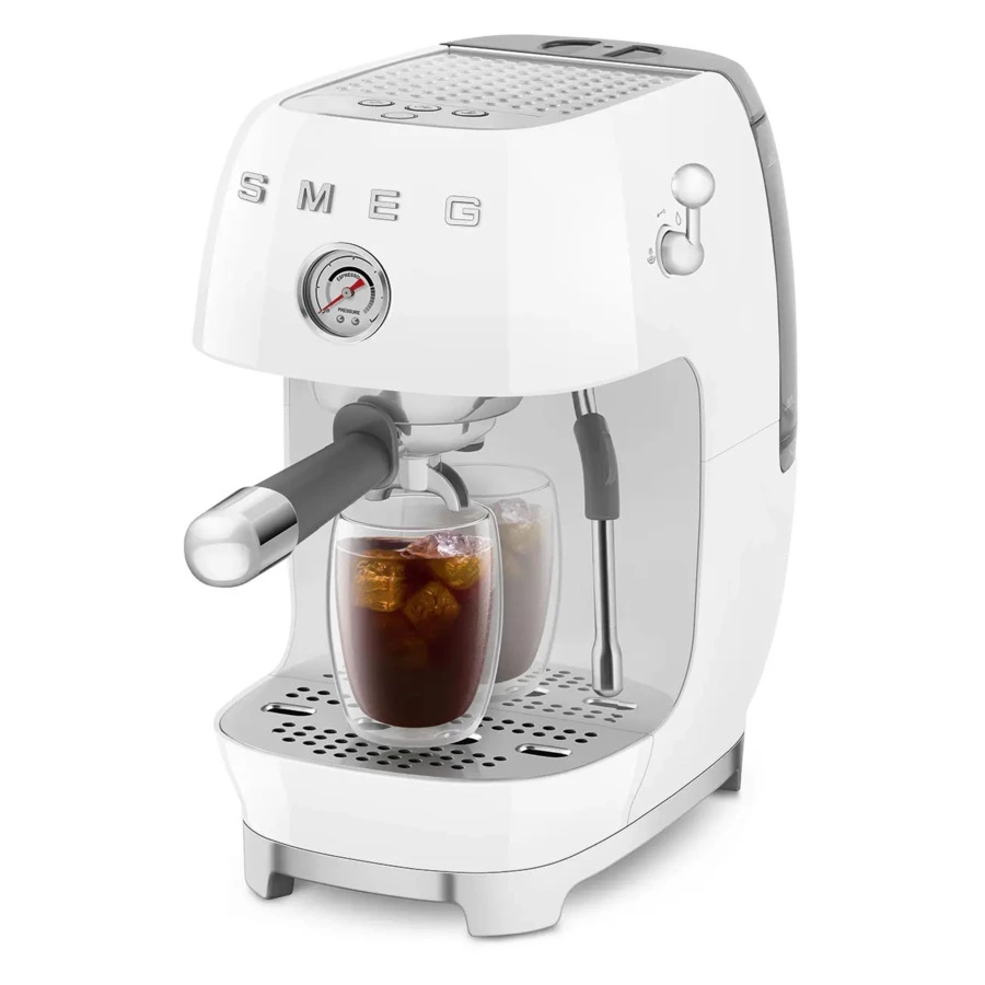 Кофемашина-эспрессо рожковая SMEG ECF03WHEU, литой алюминий, белая