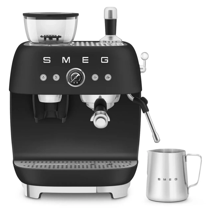 Кофемашина-эспрессо рожковая SMEG EGF03BLMEU, встроенная кофемолка, матовый черный