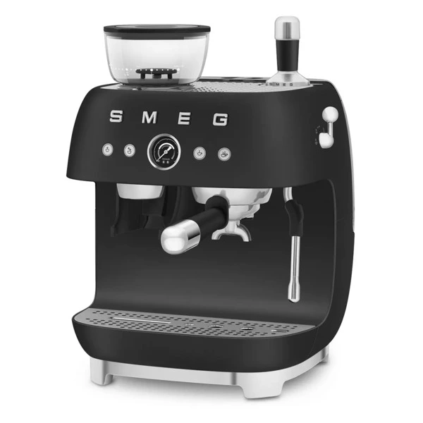 Кофемашина-эспрессо рожковая SMEG EGF03BLMEU, встроенная кофемолка, матовый черный