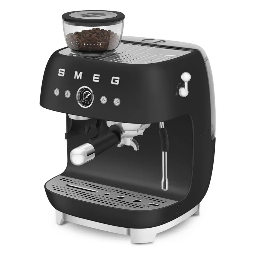 Кофемашина-эспрессо рожковая SMEG EGF03BLMEU, встроенная кофемолка, матовый черный