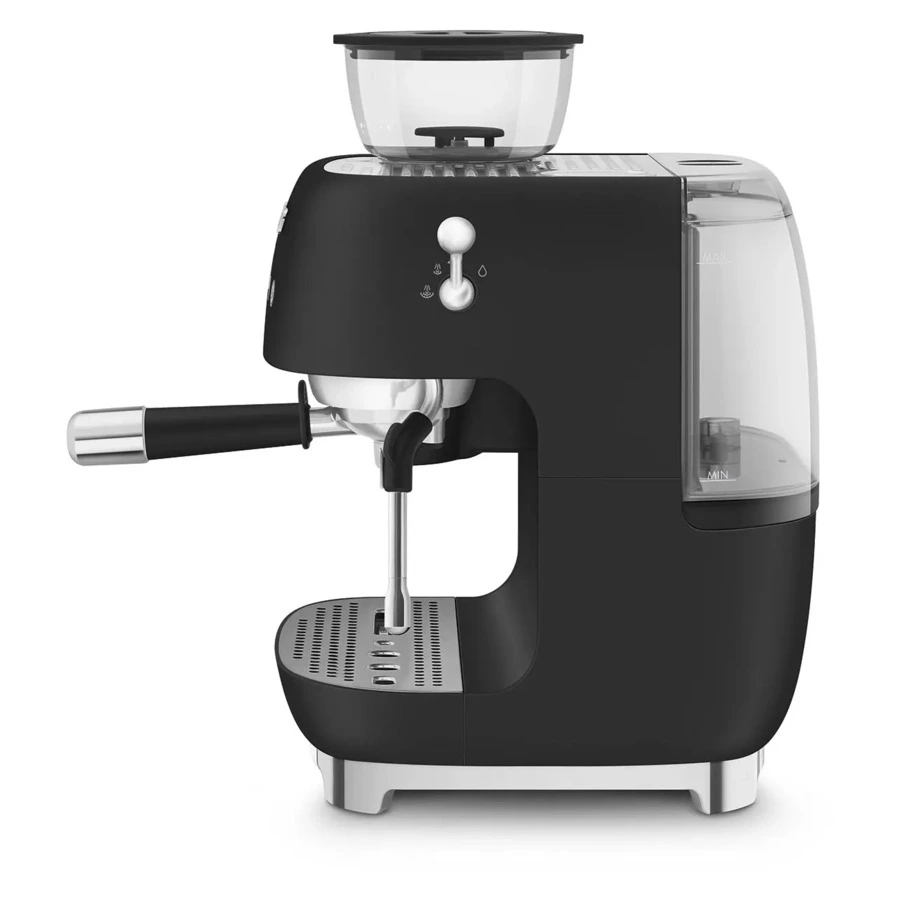 Кофемашина-эспрессо рожковая SMEG EGF03BLMEU, встроенная кофемолка, матовый черный