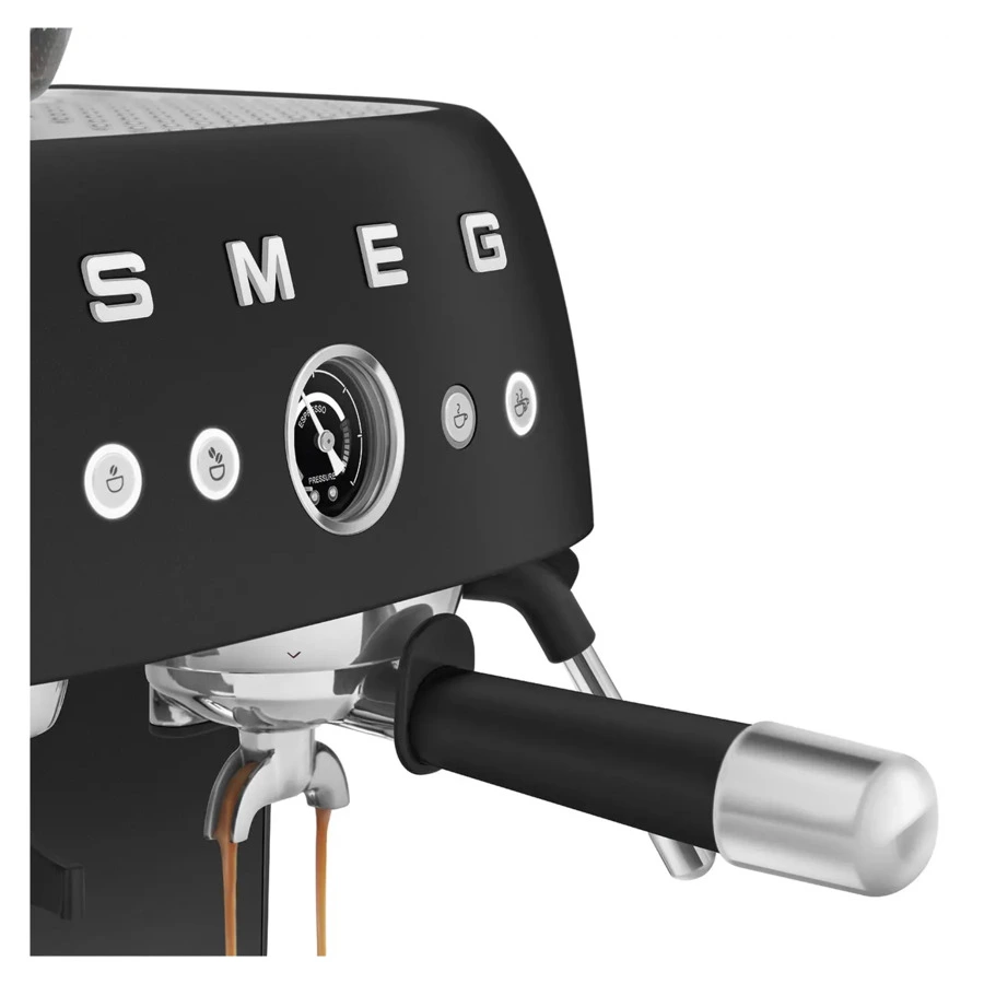 Кофемашина-эспрессо рожковая SMEG EGF03BLMEU, встроенная кофемолка, матовый черный