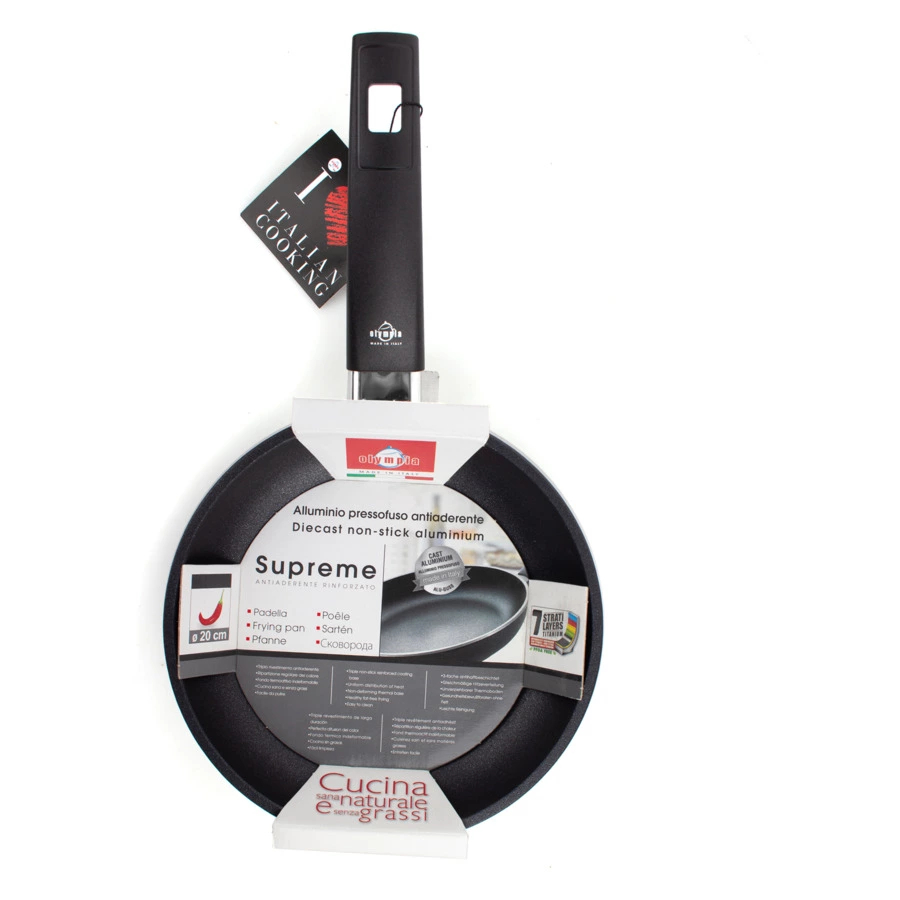 Сковорода антипригарная с фиксированной ручкой OLYMPIA Supreme, 20 см, алюминий литой с титаном