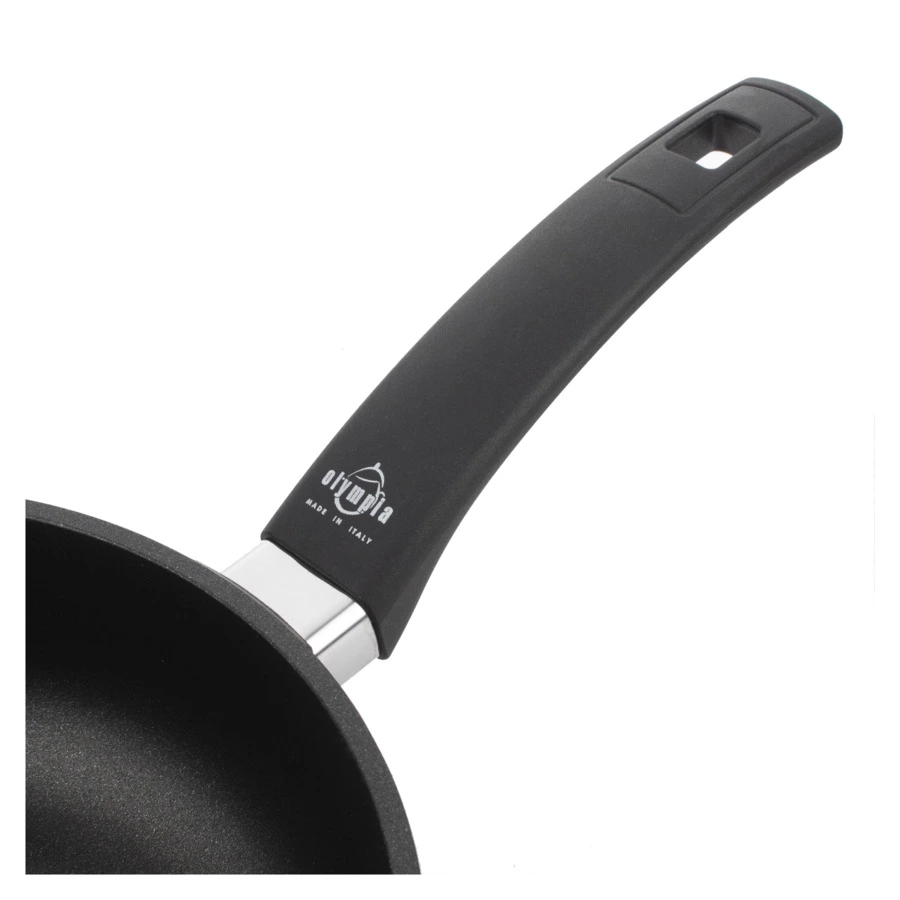 Сковорода глубокая с фиксированной ручкой OLYMPIA Supreme, Д24хН7,5 см, алюминий литой с титаном