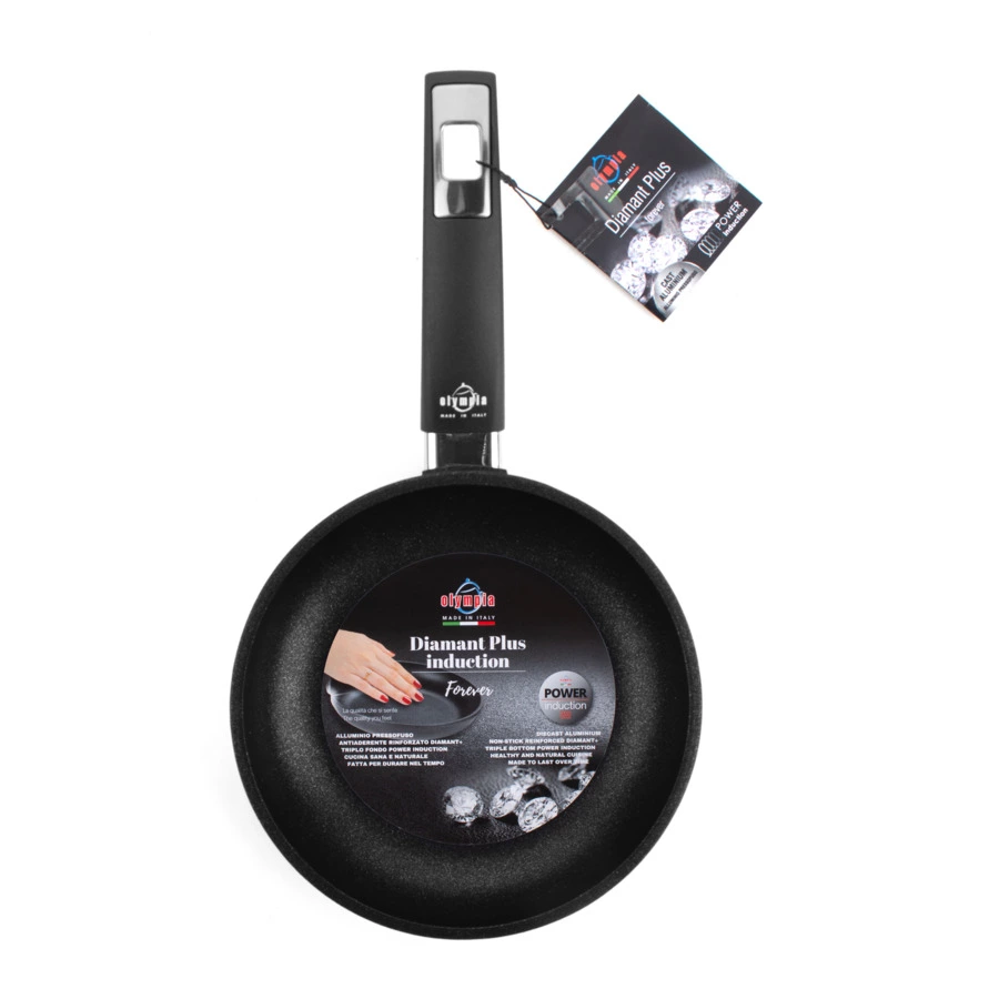 Сковорода индукционная с фиксированной ручкой OLYMPIA Diamant Plus, Д20хН4 см, алюминий литой