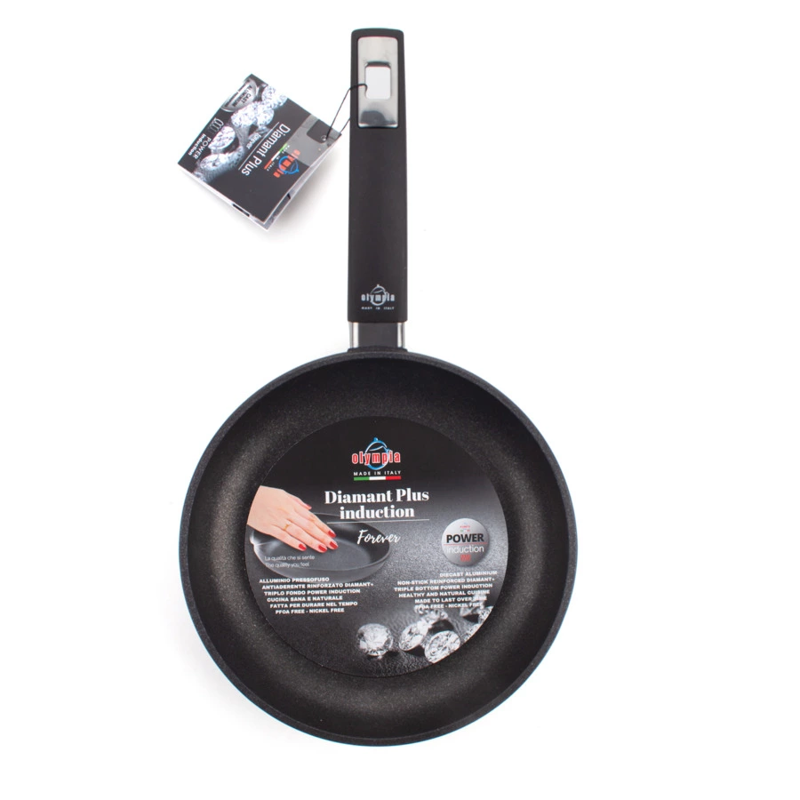 Сковорода индукционная с фиксированной ручкой OLYMPIA Diamant Plus, Д24хН4 см, алюминий литой