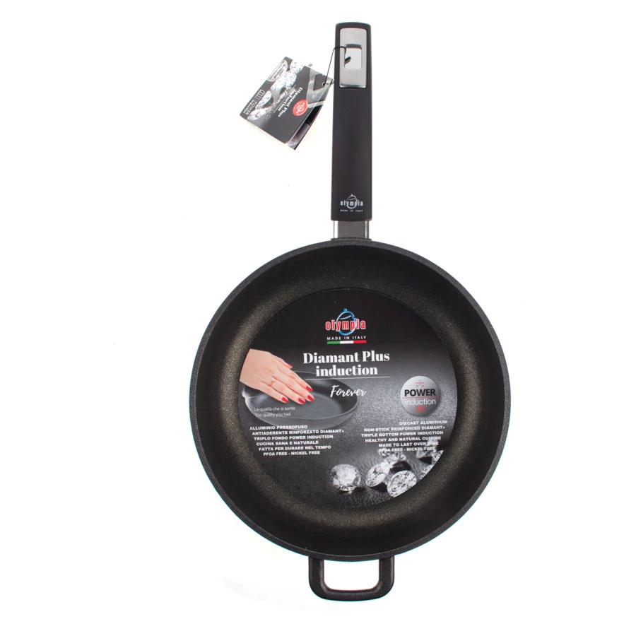 Сковорода индукционная с фиксированной ручкой OLYMPIA Diamant Plus, Д28хН7 см, алюминий литой