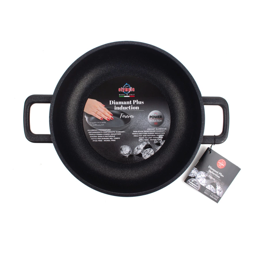 Сотейник индукционный с двумя ручками OLYMPIA Diamant Plus 3,3 л, Д24хН7,5 см, алюминий литой